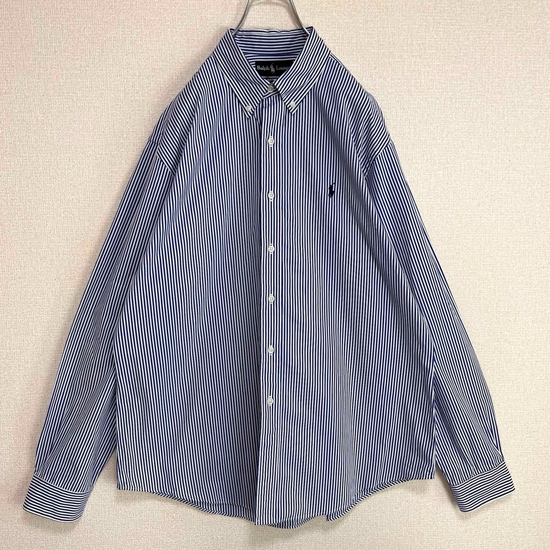 Ralph Lauren(ラルフローレン)のラルフローレン BDシャツ 長袖 ブルーストライプ  青ポニー刺繍 ゆるだぼ メンズのトップス(シャツ)の商品写真