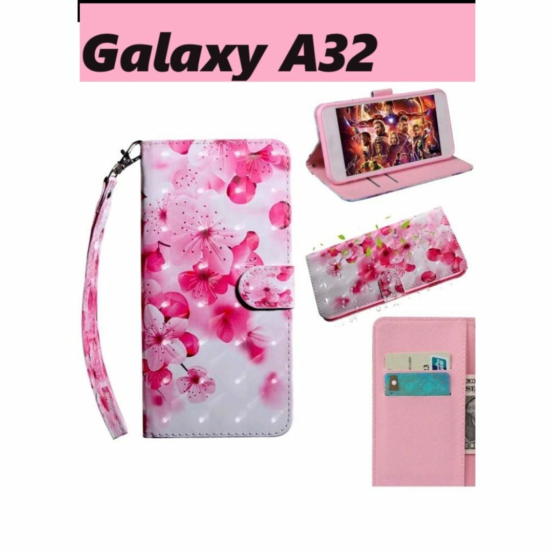 Galaxy(ギャラクシー)のGalaxy A32 5G 手帳型ケース　レザー調　花柄　マグネット スマホ/家電/カメラのスマホアクセサリー(Androidケース)の商品写真