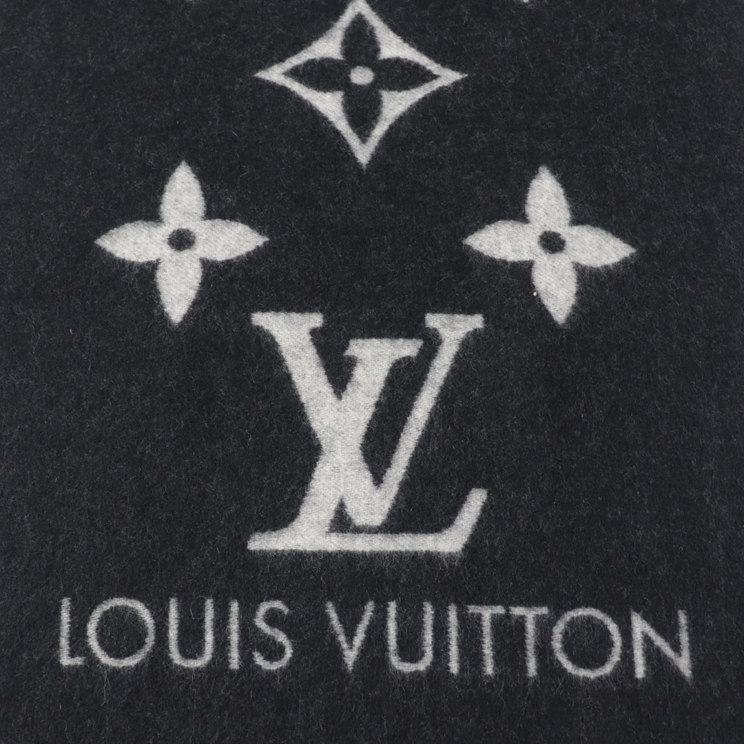 LOUIS VUITTON(ルイヴィトン)の美品☆LOUIS VUITTON ルイヴィトン M71040 マフラー・レイキャビック カシミヤ100％ ノワール フリンジ付 ショール 英国製 レディース レディースのファッション小物(マフラー/ショール)の商品写真