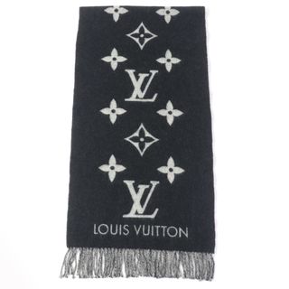 ルイヴィトン(LOUIS VUITTON)の美品☆LOUIS VUITTON ルイヴィトン M71040 マフラー・レイキャビック カシミヤ100％ ノワール フリンジ付 ショール 英国製 レディース(マフラー/ショール)