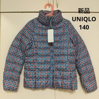 ユニクロ(UNIQLO)のUNIQLO　ライトウォームパデッドジャケット　ブルー　花柄　140(ジャケット/上着)
