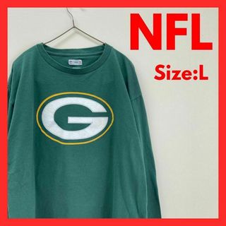 【即日発送】古着　NFL グリーンベイ　パッカーズ　ロンT　グリーン　メンズ　L(Tシャツ/カットソー(七分/長袖))