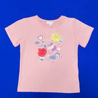 サンカンシオン(3can4on)の⚠️訳ありです。3can4on  立体チュールフラワー　半袖シャツ　130㎝(Tシャツ/カットソー)