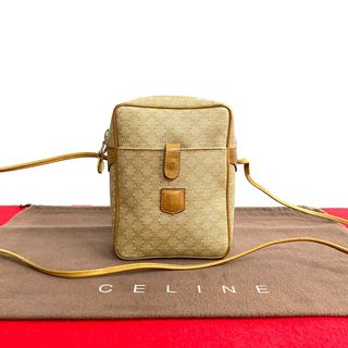 セリーヌ(celine)の極 美品 CELINE セリーヌ ヴィンテージ マカダム ブラゾン レザー 本革 ミニ ショルダーバッグ ポシェット ブラウン ベージュ 70078(ショルダーバッグ)