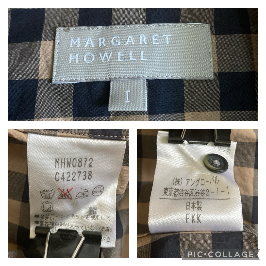 MARGARET HOWELL(マーガレットハウエル)の【難あり】MARGARET HOWELL ボウタイブラウス　チェック　サイズ1 レディースのトップス(シャツ/ブラウス(長袖/七分))の商品写真