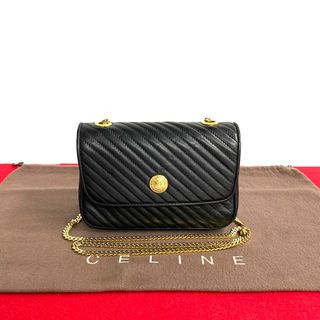 セリーヌ(celine)の未使用保管品 CELINE セリーヌ ヴィンテージ トリオンフ ロゴ 金具 レザー 本革 チェーン ミニ ショルダーバッグ ブラック 30572(ショルダーバッグ)