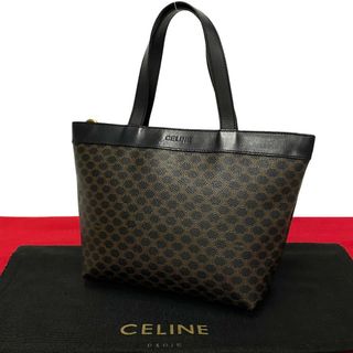 セリーヌ(celine)の極 美品 CELINE セリーヌ マカダム ブラゾン トリオンフ 柄 サークルロゴ 金具 レザー ハンドバッグ ミニ トートバッグ ブラック p0016(ハンドバッグ)