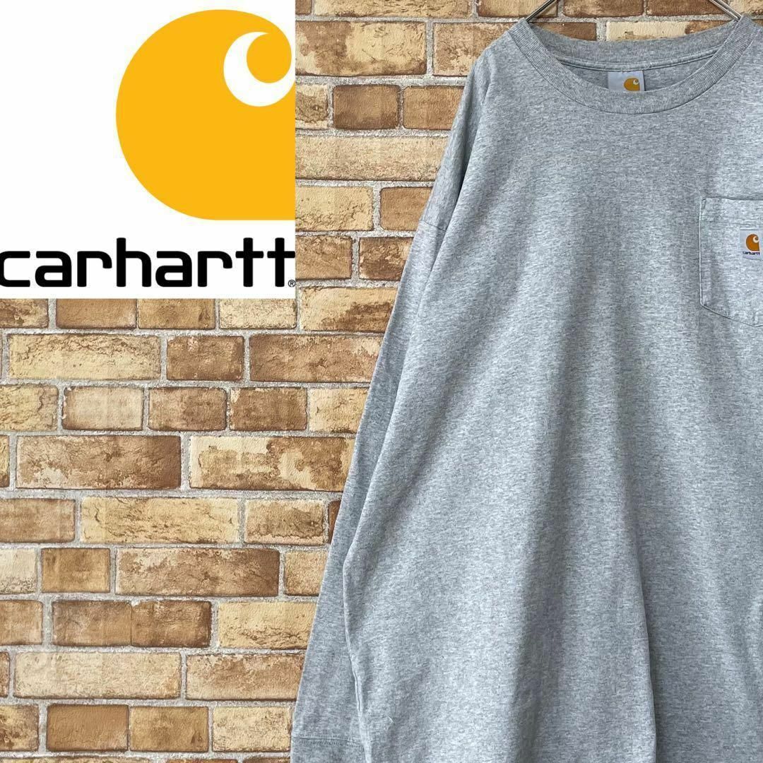 carhartt(カーハート)のカーハート　カットソー　ロンT ビッグシルエット　グレー　ゆるだぼ　胸ポケット メンズのトップス(Tシャツ/カットソー(七分/長袖))の商品写真