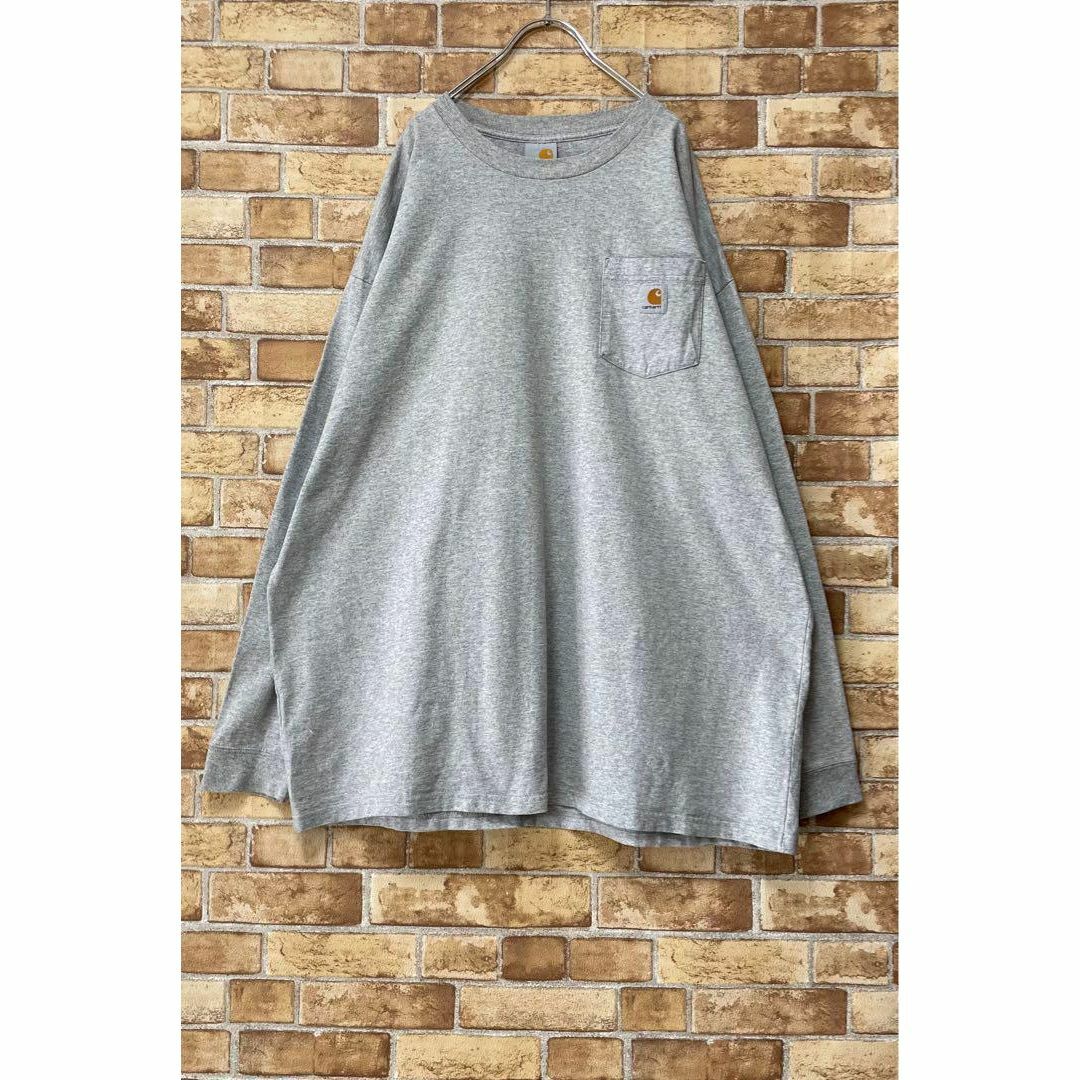 carhartt(カーハート)のカーハート　カットソー　ロンT ビッグシルエット　グレー　ゆるだぼ　胸ポケット メンズのトップス(Tシャツ/カットソー(七分/長袖))の商品写真