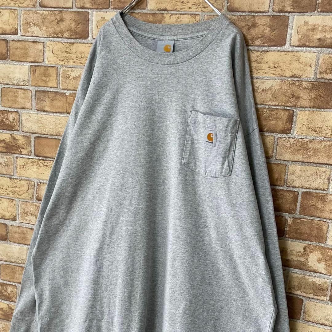 carhartt(カーハート)のカーハート　カットソー　ロンT ビッグシルエット　グレー　ゆるだぼ　胸ポケット メンズのトップス(Tシャツ/カットソー(七分/長袖))の商品写真