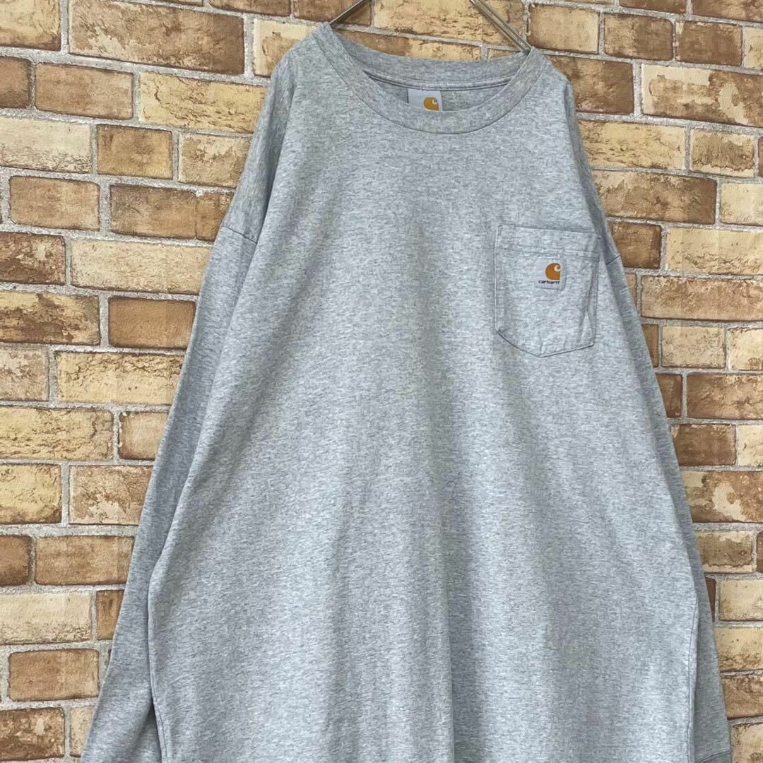 carhartt(カーハート)のカーハート　カットソー　ロンT ビッグシルエット　グレー　ゆるだぼ　胸ポケット メンズのトップス(Tシャツ/カットソー(七分/長袖))の商品写真