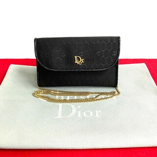 Dior - 極 美品 Christian Dior ディオール ハニカム 総柄 ロゴ 金具 ナイロン レザー チェーン ミニ ショルダーバッグ サコッシュ ブラック 19755