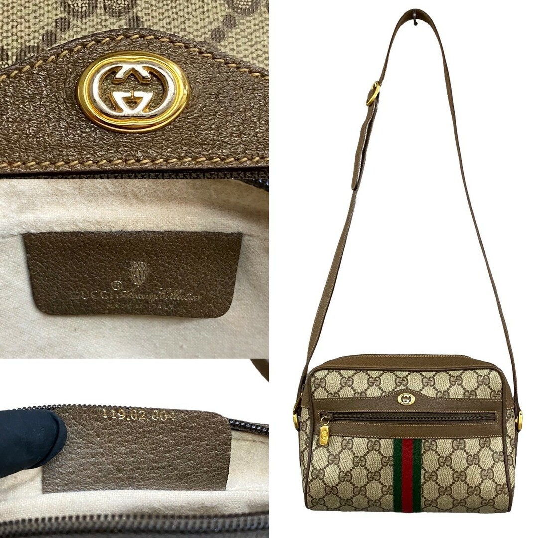 ほぼ未使用 GUCCI オールドグッチ グッチ ヴィンテージ シェリーライン GGモノグラム レザー 本革 ミニ ショルダーバッグ ブラウン 28587 ほぼ未使用 GUCCI オールドグッチ グッチ ヴィンテージ シェリーライン GGモノグラム レザー 本革 ミニ ショルダーバッグ ブラウン 28587