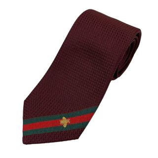 グッチ(Gucci)のGUCCI(グッチ) 456510 4E002 ネクタイ ウェブライン BEE ネクタイ メンズ (カラー：Bordeaux / ボルドー)  【Sランク】【中古】(ネクタイ)