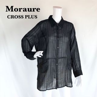 【Moraure】ロールアップ袖　刺繍シアーシャツ　ブラウス　大きいサイズ　(シャツ/ブラウス(長袖/七分))