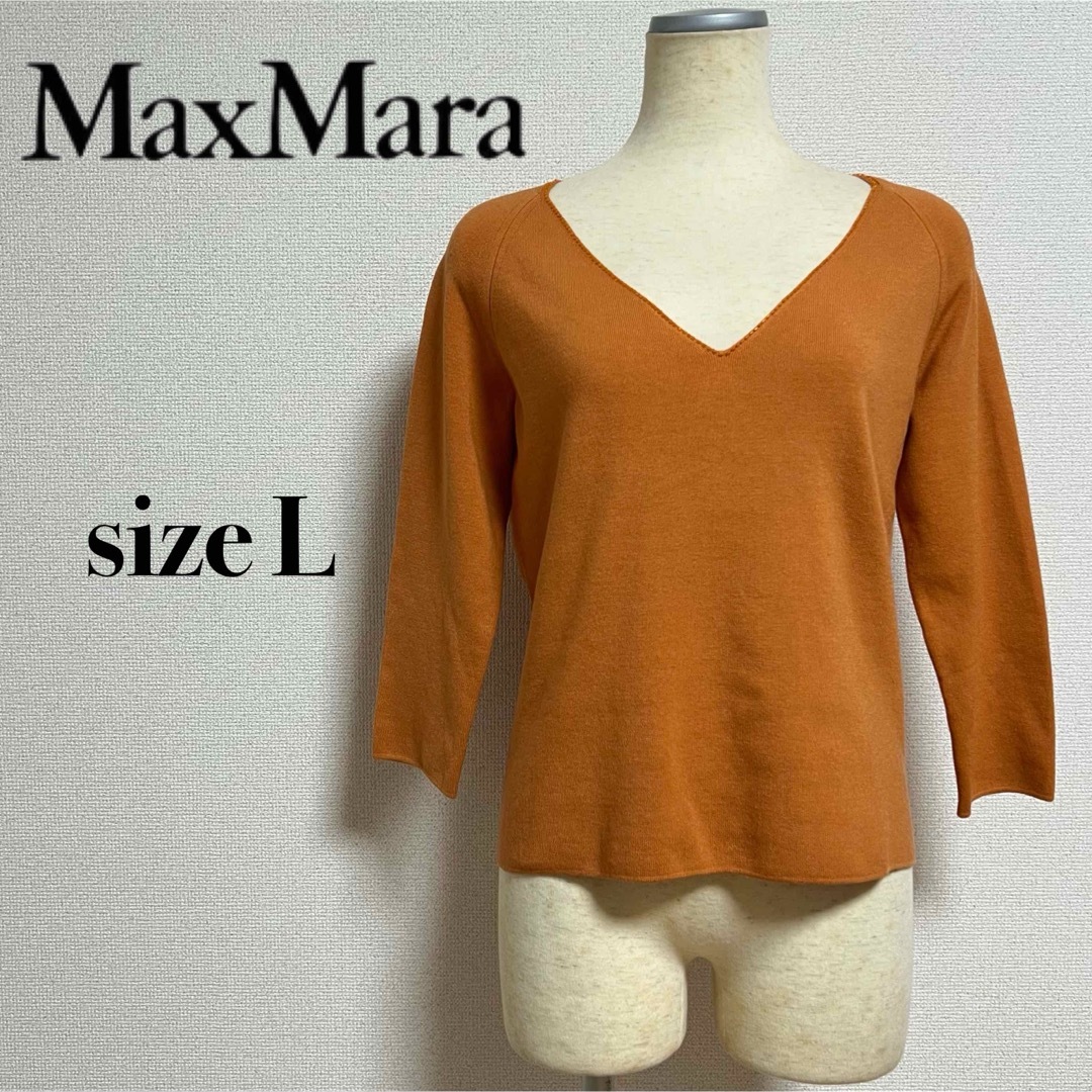 Max Mara(マックスマーラ)のMaxMara マックスマーラ ニットトップス Vネック ビーズ 大きいサイズ レディースのトップス(ニット/セーター)の商品写真