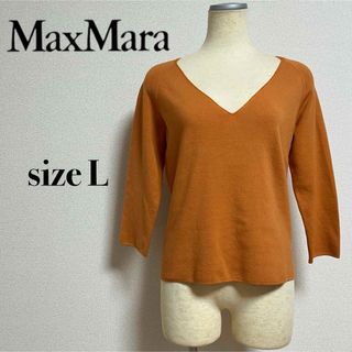 マックスマーラ(Max Mara)のMaxMara マックスマーラ ニットトップス Vネック ビーズ 大きいサイズ(ニット/セーター)