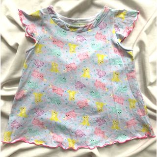 フェフェ(fafa)のfafaフェフェ　ネコ柄　チュニック　カットソー　水色　110 女の子　フリル(Tシャツ/カットソー)