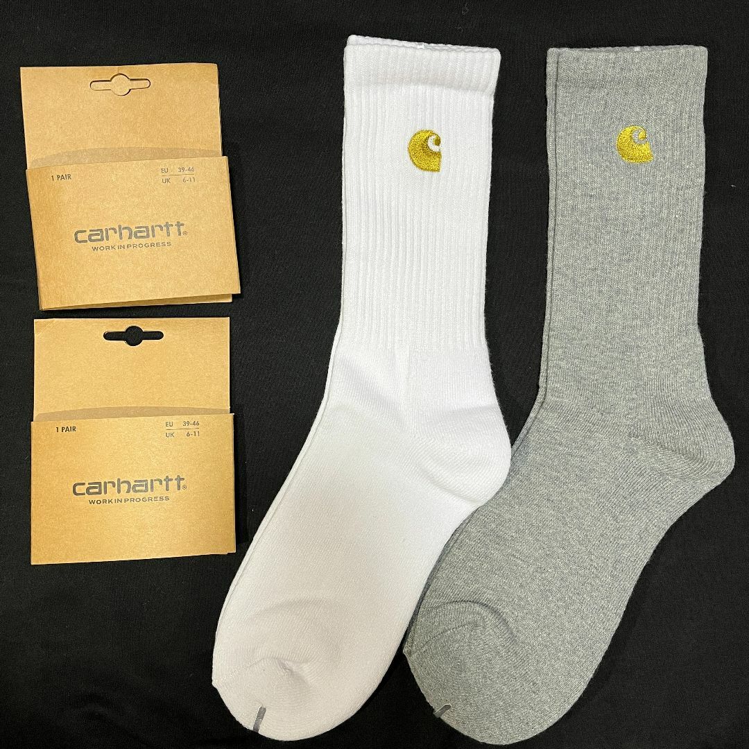 carhartt(カーハート)のcarhartt カーハート　ソックス 靴下　新品未使用品2足セット　グレー　白 メンズのレッグウェア(ソックス)の商品写真