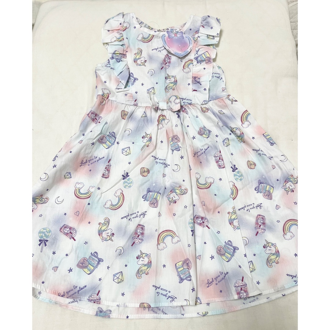 新品 ユニコーン ワンピース 120 キッズ/ベビー/マタニティのキッズ服女の子用(90cm~)(ワンピース)の商品写真