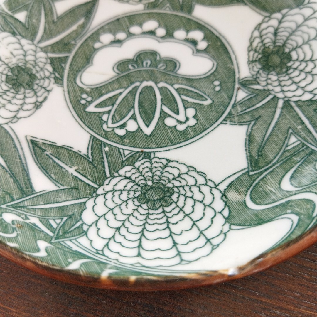 印判皿 緑 2枚セット エンタメ/ホビーの美術品/アンティーク(陶芸)の商品写真
