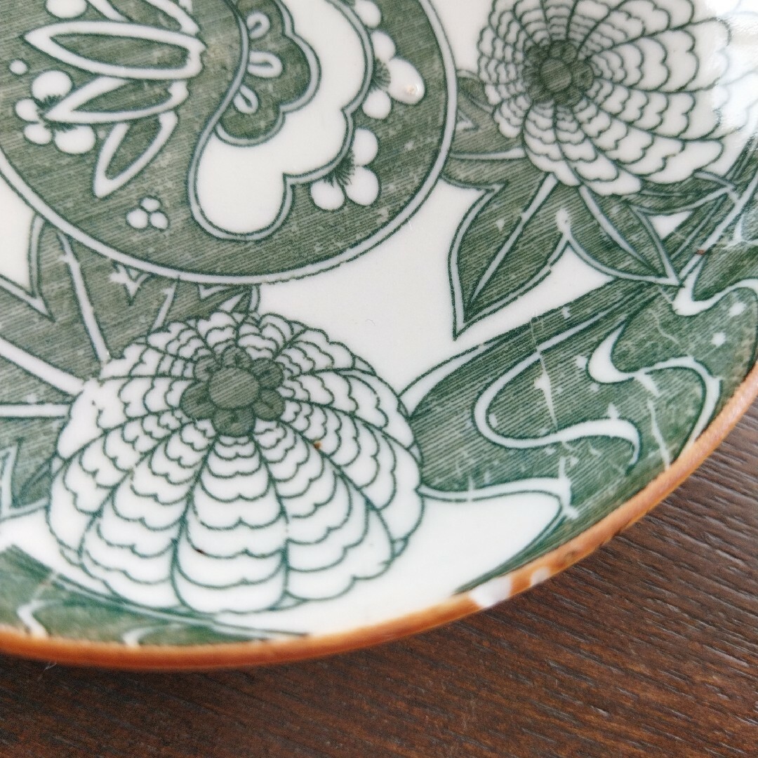 印判皿 緑 2枚セット エンタメ/ホビーの美術品/アンティーク(陶芸)の商品写真