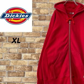 ディッキーズ　パーカー　スウェット　ビッグシルエット　赤　ジップアップ　XL