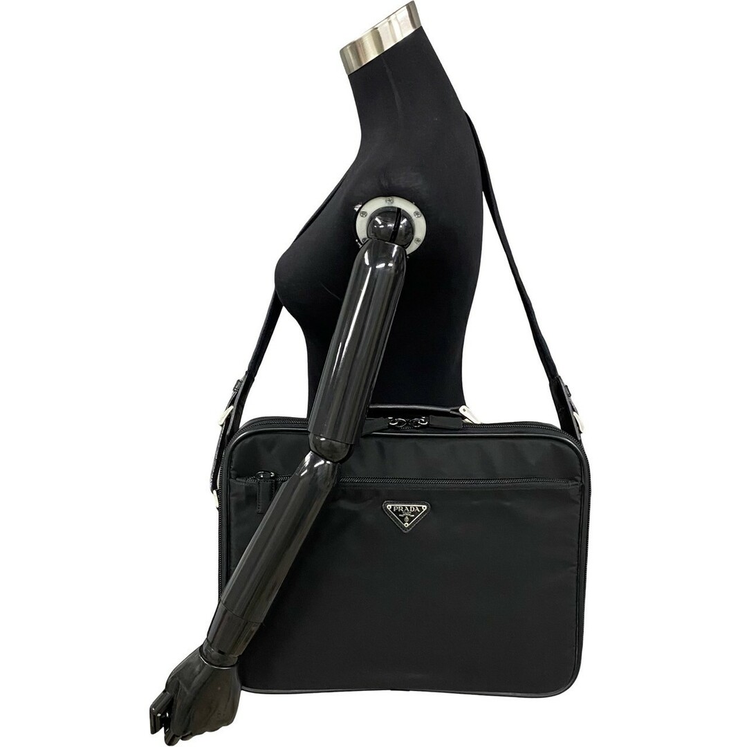 PRADA - ほぼ未使用 PRADA プラダ 三角ロゴ 金具 ナイロン レザー 2way PRADA - ほぼ未使用 PRADA プラダ 三角ロゴ 金具 ナイロン レザー 2way