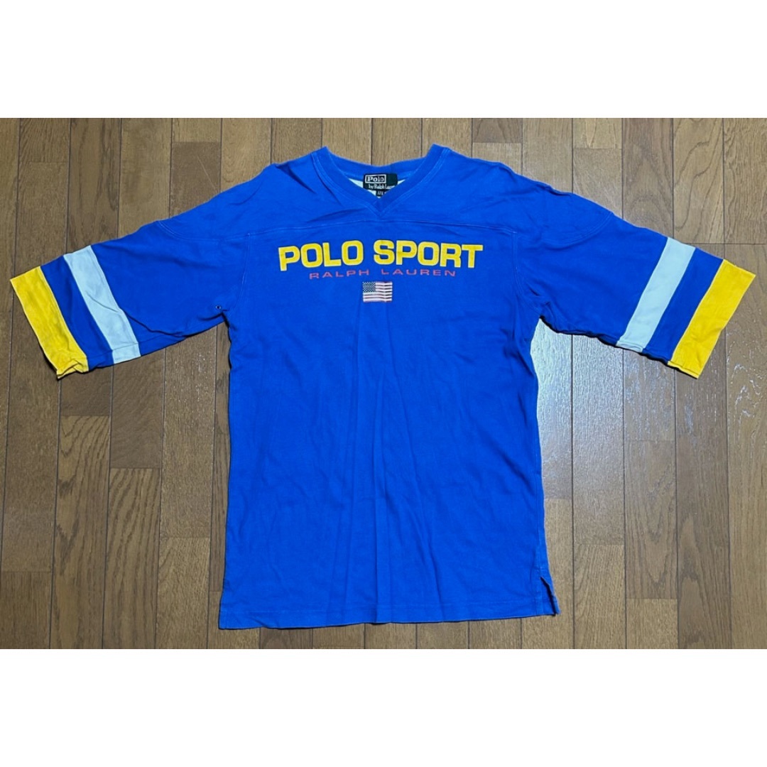 POLO RALPH LAUREN(ポロラルフローレン)の90's POLO SPORT ポロスポーツ ビッグロゴ ホッケーシャツ 170 メンズのトップス(Tシャツ/カットソー(七分/長袖))の商品写真