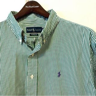 POLO RALPH LAUREN - ラルフローレン ストライプシャツ グリーン 緑 XL オーバーサイズ