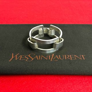 Saint Laurent - 極 美品 YVES SAINT LAURENT イヴ・サンローラン YSL ロゴ 刻印 ブレスレット バングル アクセサリー レディース シルバー 95327