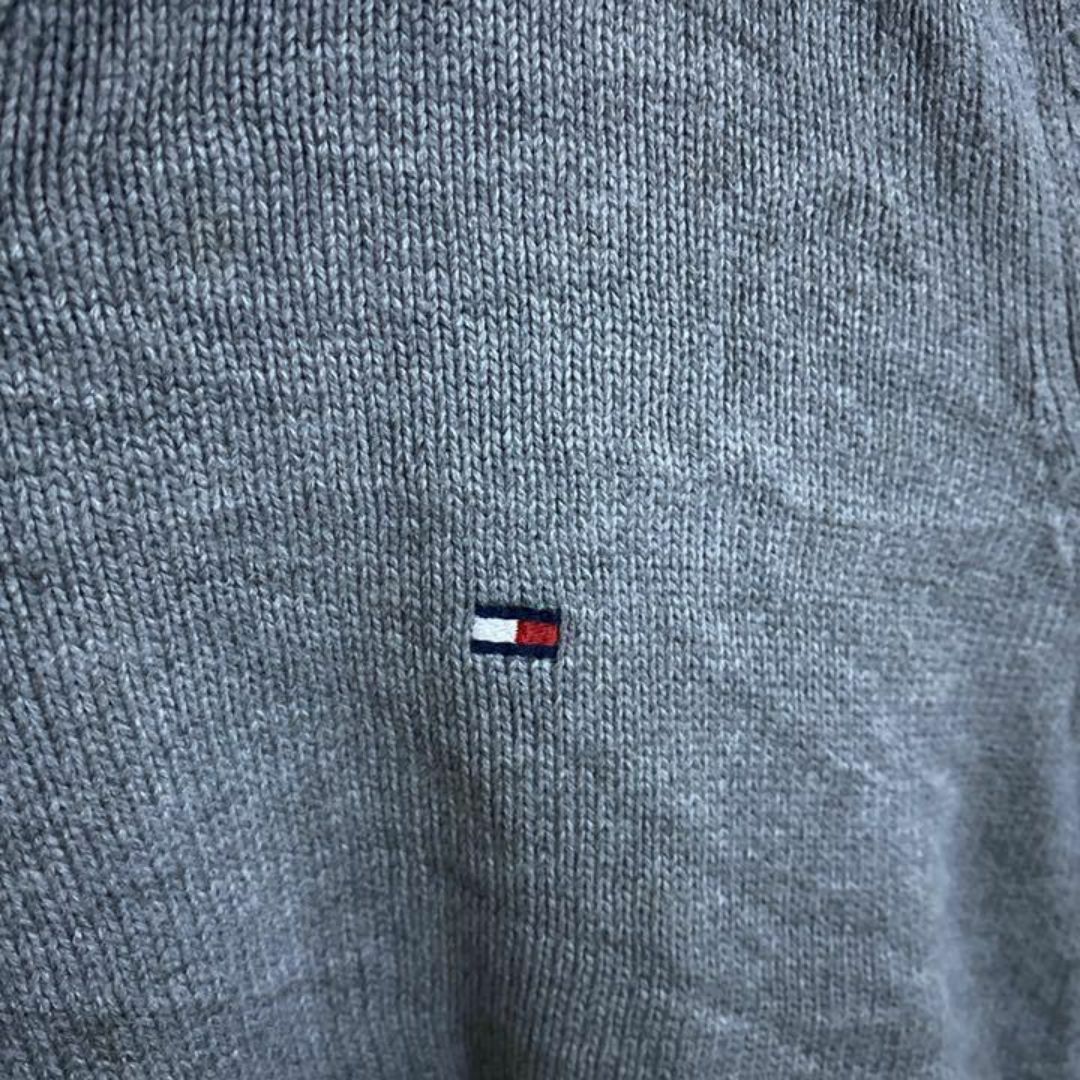 TOMMY HILFIGER(トミーヒルフィガー)のトミーヒルフィガー ショールカラー ニット USA古着 グレー セーター L メンズのトップス(ニット/セーター)の商品写真