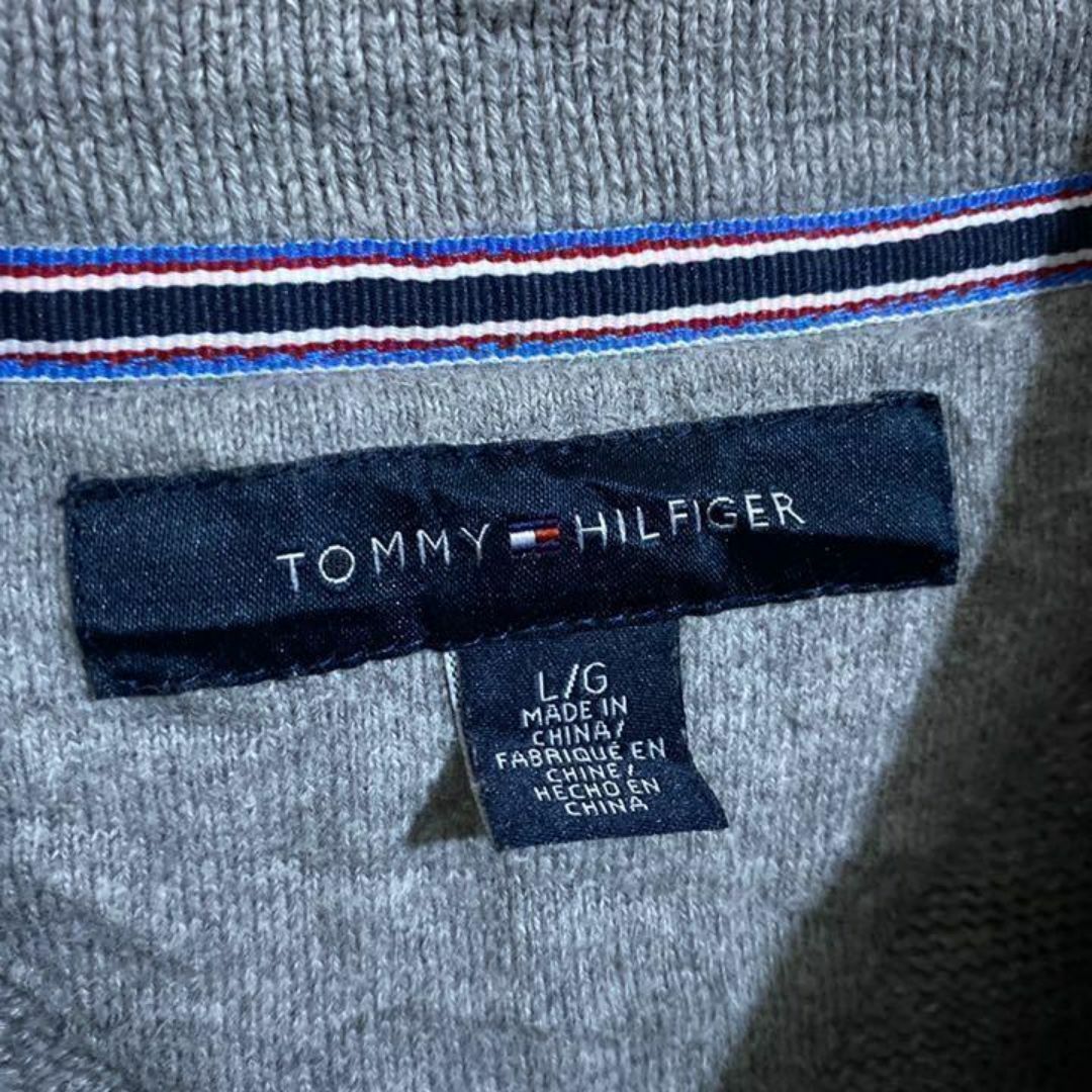 TOMMY HILFIGER(トミーヒルフィガー)のトミーヒルフィガー ショールカラー ニット USA古着 グレー セーター L メンズのトップス(ニット/セーター)の商品写真