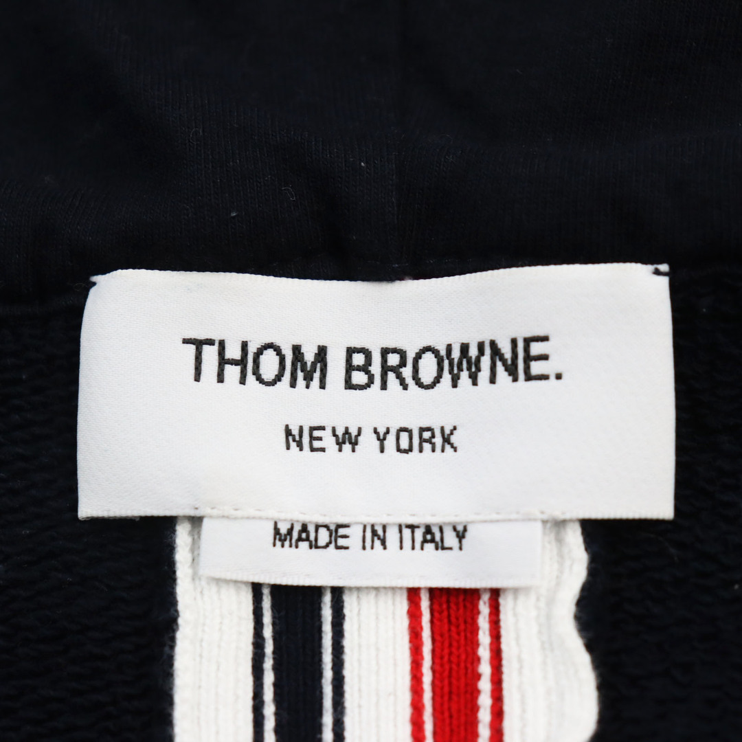 THOM BROWNE(トムブラウン)の美品●THOM BROWNE トムブラウン MJT153A バックトリプルストライプ サイドボタン ジップアップパーカー ネイビー 3 正規品 メンズ メンズのトップス(パーカー)の商品写真