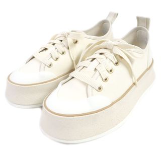 極美品□Max Mara マックスマーラ 24SS 4761034106001 SPRING SNEAKER キャンバス 厚底 キャンバス ローカットスニーカー アイボリー 35 箱・保存袋付き レディース 定価117,700円