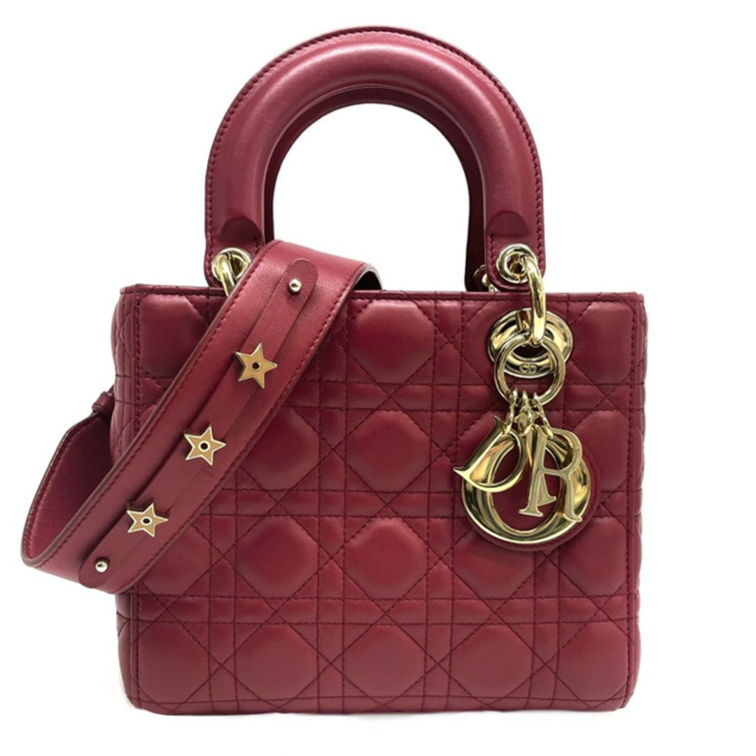 Christian Dior(クリスチャンディオール)のクリスチャンディオール CHRISTIAN DIOR レディディオール スモール MYABC LADY DIOR MY ABCDIOR スモールバッグ MYABC カナージュバッグ バッグ トートバッグ ショルダーバッグ ラムスキン レッド 赤 ゴールド金具 レディースのバッグ(トートバッグ)の商品写真