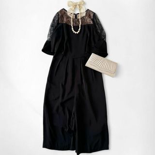 エメ(AIMER)の極美品 エメ 総レースオールインワン M 黒 パンツドレス 結婚式 オケージョン(ロングドレス)