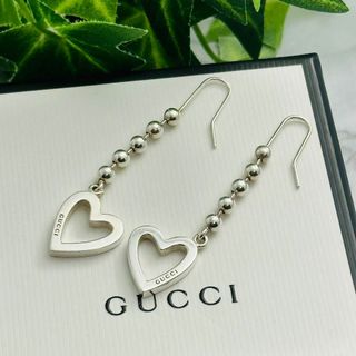 グッチ(Gucci)のGUCCI グッチ　ピアス　ボールチェーン　ハート　カットアウト　ロゴ(ピアス)