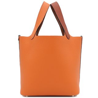 エルメス(Hermes)のエルメス HERMES ハンドバッグ ピコタンロック PM カザック トリヨンクレマンス オレンジ×キュイーブル シルバー金具 新品 未使用 バイカラー 茶  B刻印（2023年製） 【箱】【中古】(ハンドバッグ)