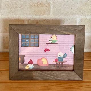 セキセイインコのイラスト 「冬の部屋 」フォトフレーム付