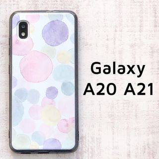 Galaxy A20 A21 パステル 水玉 ソフトケース カバー