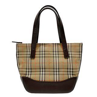 バーバリー(BURBERRY)のBURBERRY ハンドバッグ ロゴ チェック ミニ キャンバス レザー(ハンドバッグ)