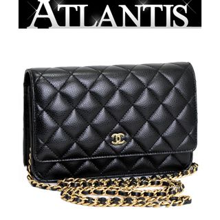 CHANEL - 極美品 シャネル CHANEL マトラッセ チェーンウォレット キャビアスキン 黒 G金具 【64704】