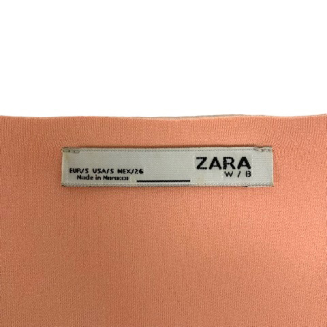 ZARA(ザラ)のザラ カットソー クルーネック スエード ファー長袖 S ピンクベージュ レディースのトップス(カットソー(長袖/七分))の商品写真