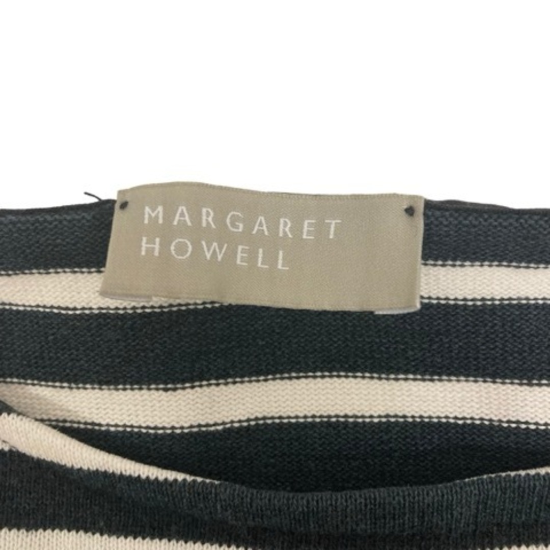 MARGARET HOWELL(マーガレットハウエル)のMARGARET HOWELL Tシャツ 長袖 クルーネック ボーダー 黒 白 レディースのトップス(Tシャツ(長袖/七分))の商品写真