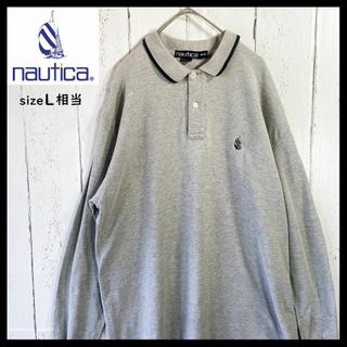 NAUTICA - ノーティカ NAUTICA 刺繡ロゴ 長袖 ポロシャツ 90s 古着 L相当