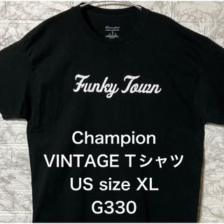 Champion - アメリカ古着 チャンピオン XLsize 文字プリント ブラックTシャツ