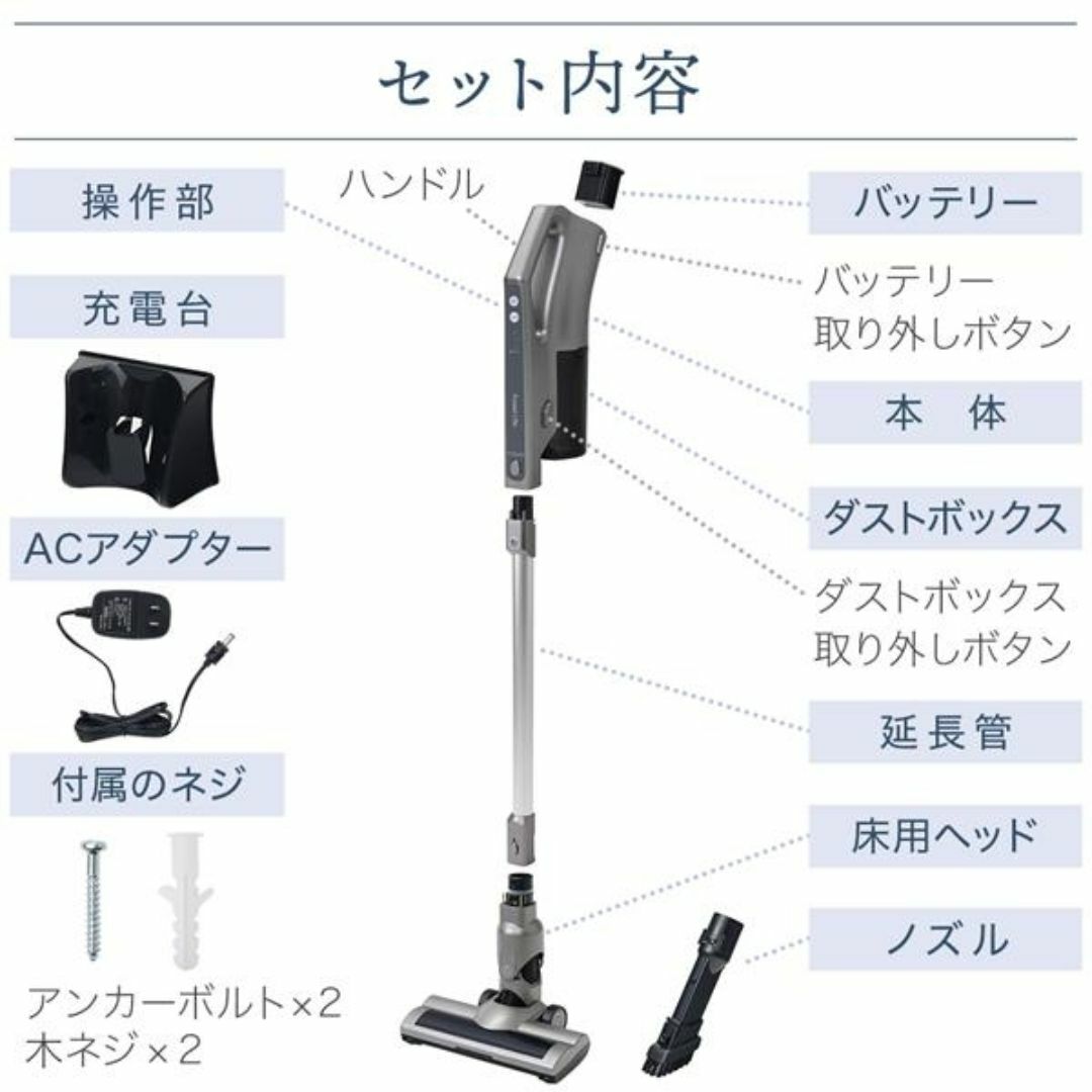 コードレス掃除機スティック掃除機ハンディクリーナーサイクロンクリーナー スマホ/家電/カメラの生活家電(掃除機)の商品写真