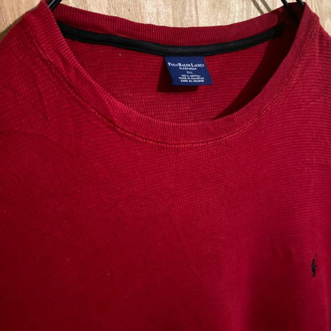 POLO RALPH LAUREN(ポロラルフローレン)のラルフローレン USA古着 90s 長袖 ロゴ ニット セーター レッド メンズ メンズのトップス(ニット/セーター)の商品写真