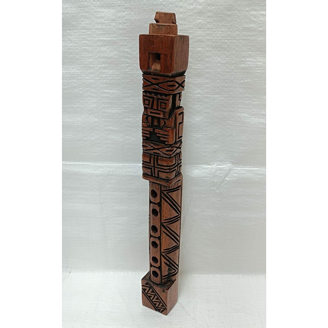 メキシコ製　古い　民族楽器　木製縦笛　アンデス・アステカオブジェ縦笛 楽器の楽器 その他(その他)の商品写真